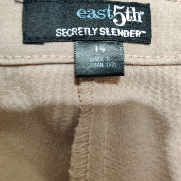 East 5th 14 Secretly Slender Beige Straight Leg Trousers Neutral Workwear Pants - Picture 6 of 7